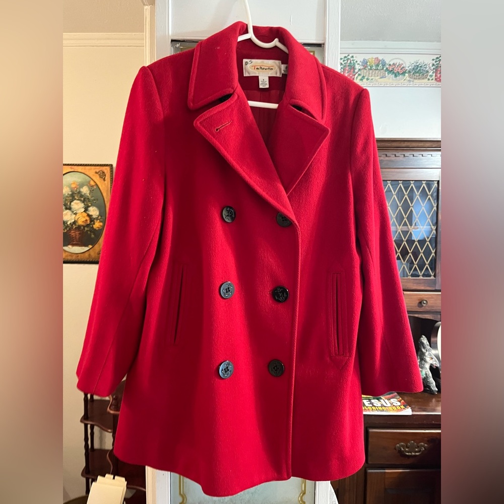 Talbots Vibrant Red Pea Coat